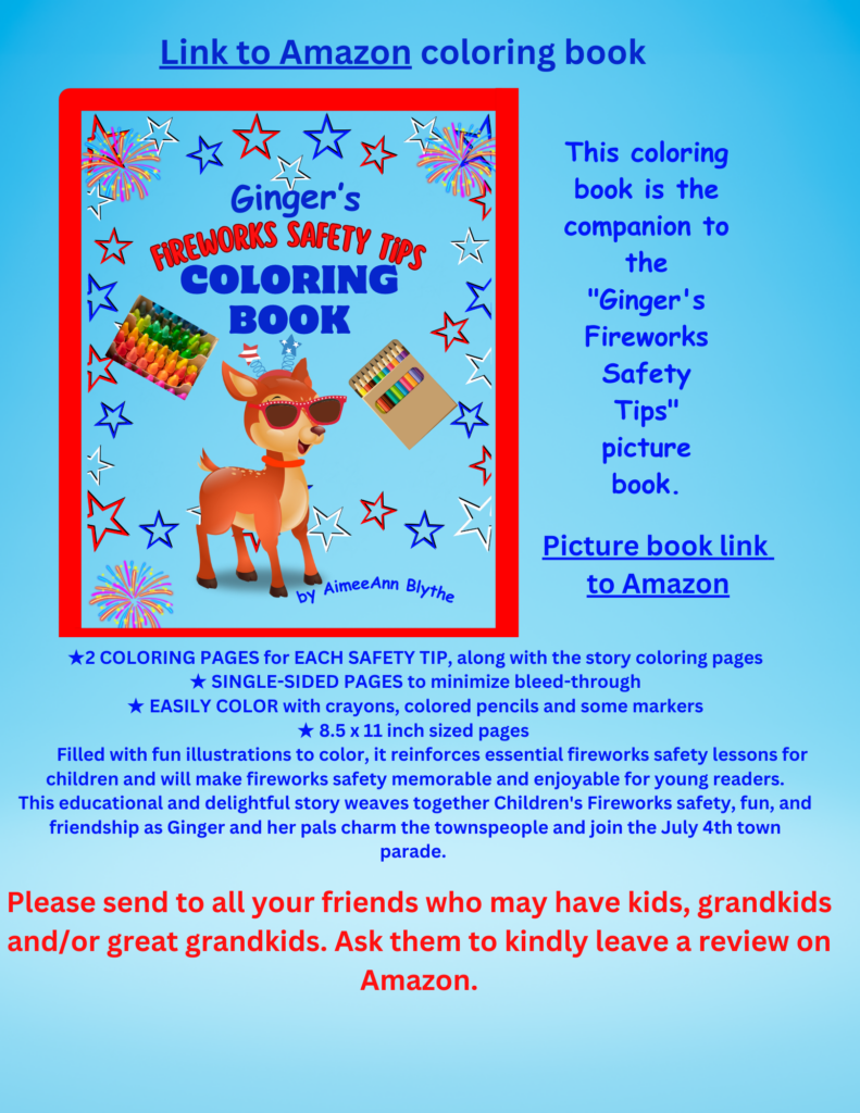 Ginger's Fireworks Safety Tips Coloring book